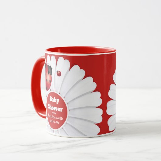 ラディバグ赤い白の黒の赤ちゃんシャワーマグ マグカップ (正面左)