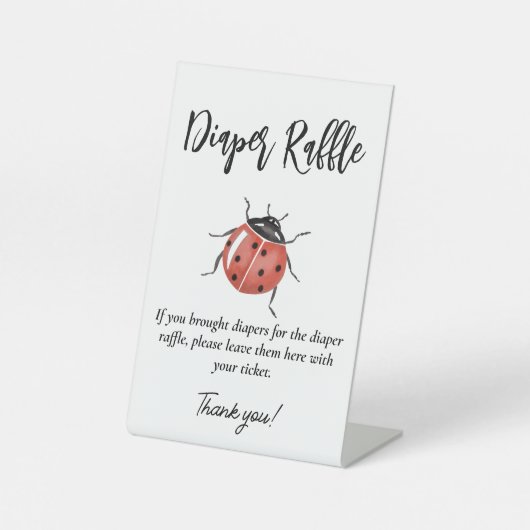 ラディバグ赤ちゃんシャワーおむつラッフル 台座サイン (正面)