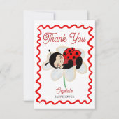 ラディバグ赤ちゃんシャワーかわいいバグの小さな女性 サンキューカード (正面)