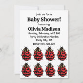 ラディバグ赤黒昆虫ラディバグ赤ちゃんガールシャワー 招待状 (正面)