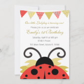 ラディバグ金ゴールドレッドガールバースデーパーティーの招待 招待状 (正面)