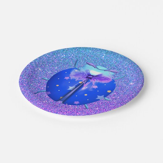ラディバグ青い星かわいいグリッターの外観 ペーパープレート (アングル)