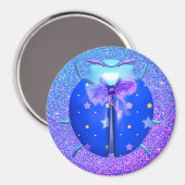 ラディバグ青い星かわいいグリッタールックグラデーション マグネット (正面/裏面)