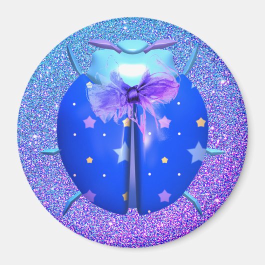 ラディバグ青い星かわいいグリッタールックグラデーション マグネット (正面)