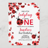 ラディバグ1stベビーガール誕生日招待状 招待状 (正面/裏面)