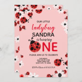 ラディバグ1stベビーガール誕生日招待状 招待状 (正面/裏面)