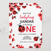 ラディバグ1stベビーガール誕生日招待状 招待状 (正面/裏面)