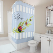 ラディバグ |美しい青と白のシャワーカーテン シャワーカーテン (インサイチュ)