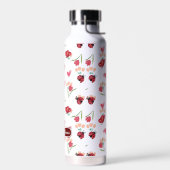 ラディバグ、蝶とチューリップのハートパターン ウォーターボトル (左面)