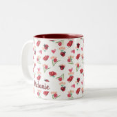 ラディバグ、蝶とチューリップのハートパターン ツートーンマグカップ (正面左)