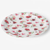 ラディバグ、蝶とチューリップのハートパターン ペーパープレート (アングル)