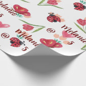 ラディバグ、蝶とチューリップのハートパターン ラッピングペーパー (角)