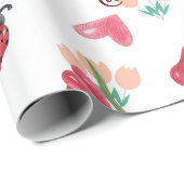 ラディバグ、蝶とチューリップのハートパターン ラッピングペーパー (ロールコーナー)