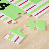 ラディバグ；赤とライムグリーンのストライプ ジグソーパズル (側面)