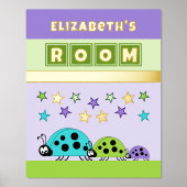 ラディバグkidの部屋パープルグリーン子供部屋金ゴールド 箔ポスター (正面)