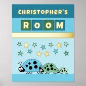 ラディバグkid's roomブルーグリーン子供部屋金ゴールド 箔ポスター (正面)
