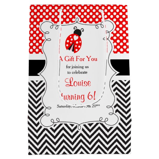 ラディバグLadybird誕生日パーティーありがとう ミディアムペーパーバッグ (裏面)