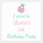 ラディバグLadybird誕生日パーティー'私は行った' スクエアシール (正面)