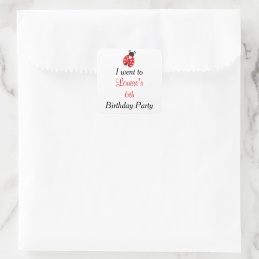 ラディバグLadybird誕生日パーティー'私は行った' スクエアシール (バッグ)