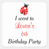 ラディバグLadybird誕生日パーティー'私は行った' スクエアシール (正面)