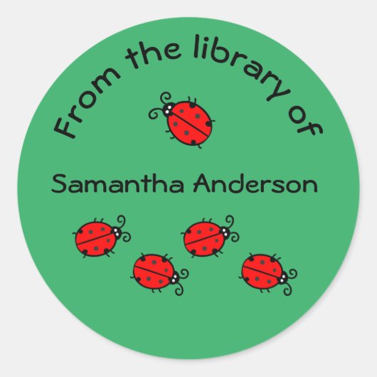 ラディバパーソナライズされたグステッカー蔵書票 ラウンドシール (正面)