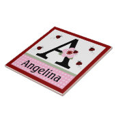 ラディバパーソナライズされたグ&フラワー2文字の名前タイル タイル (側面)