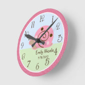 ラディバパーソナライズされたグLullaby/カタツムリ子供部屋時計 ラウンド壁時計 (傾斜)