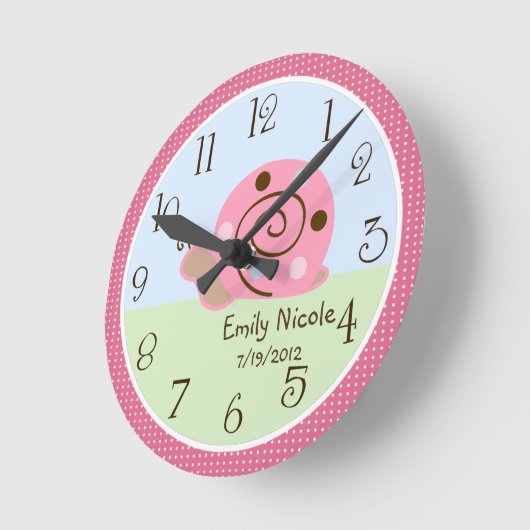 ラディバパーソナライズされたグLullaby/カタツムリ子供部屋時計 ラウンド壁時計 (傾斜)