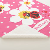 ラディバパーソナライズされたス・レディバード・ピンク・ホワイト シェルパブランケット (3/4)