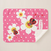 ラディバパーソナライズされたス・レディバード・ピンク・ホワイト シェルパブランケット (正面(横))