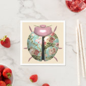 ラディバビクトリアングフローラチンツ可愛いピンクブルー スタンダードカクテルナプキン (インサイチュ)