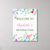 ラディバモダング蝶カラフル花誕生日 キャンバスプリント (正面)