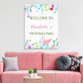 ラディバモダング蝶カラフル花誕生日 キャンバスプリント (インサイチュ (リビング))