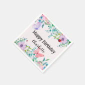 ラディバモダング蝶カラフル花誕生日 スタンダードカクテルナプキン (角)