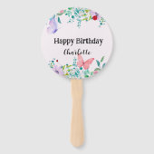 ラディバモダング蝶カラフル花誕生日 ハンドファン (正面)