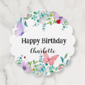 ラディバモダング蝶カラフル花誕生日 フェイバータグ (裏面)