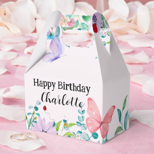 ラディバモダング蝶カラフル花誕生日 フェイバーボックス (ウェディング)