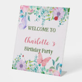 ラディバモダング蝶カラフル花誕生日 台座サイン (正面)