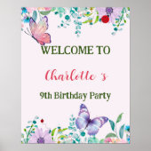 ラディバモダング蝶グラデーション花誕生日 ポスター (正面)