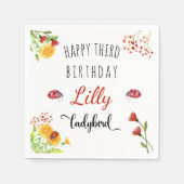 ラディバードベビーガールかわいい春サマー誕生日 スタンダードカクテルナプキン (正面)