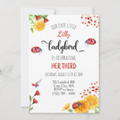 ラディバードベビーガールかわいい春サマー誕生日 招待状 (正面)