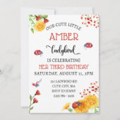 ラディバードベビーガールかわいい春サマー誕生日 招待状 (正面)