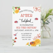 ラディバードベビーガールかわいい春サマー誕生日 招待状 (スタンド正面)