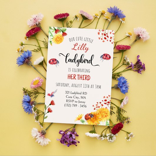 ラディバードベビーガールかわいい春サマー誕生日 招待状