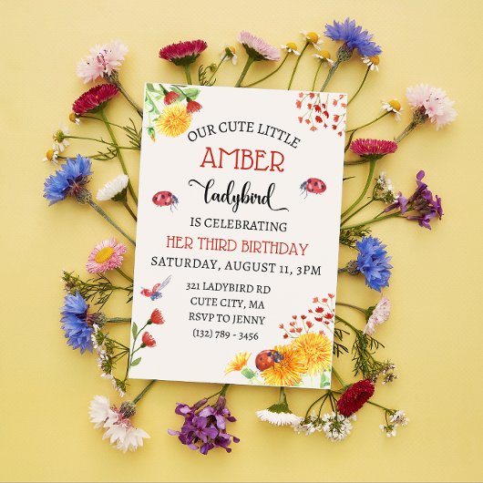 ラディバードベビーガールかわいい春サマー誕生日 招待状