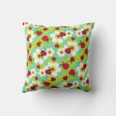 ラディバード/ラディバグ赤ティール(緑がかった色)緑と白の枕 クッション (裏面)