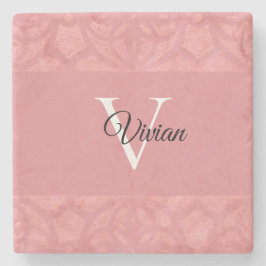ラディピンクろうけつ染め名モノグラムの ストーンコースター