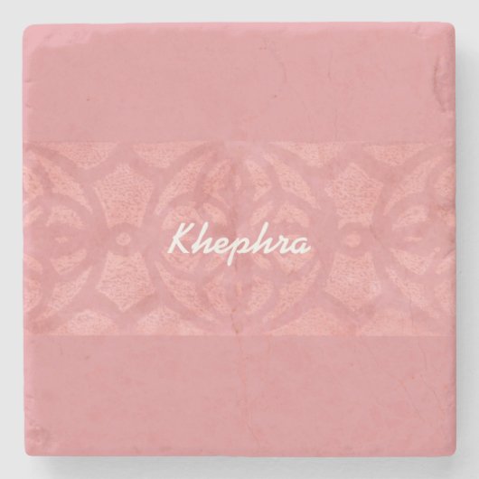 ラディピンクろうけつ染め名モノグラムの ストーンコースター (正面)