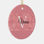 ラディピンクろうけつ染め名モノグラムの セラミックオーナメント (右)
