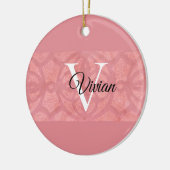 ラディピンクろうけつ染め名モノグラムの セラミックオーナメント (左)